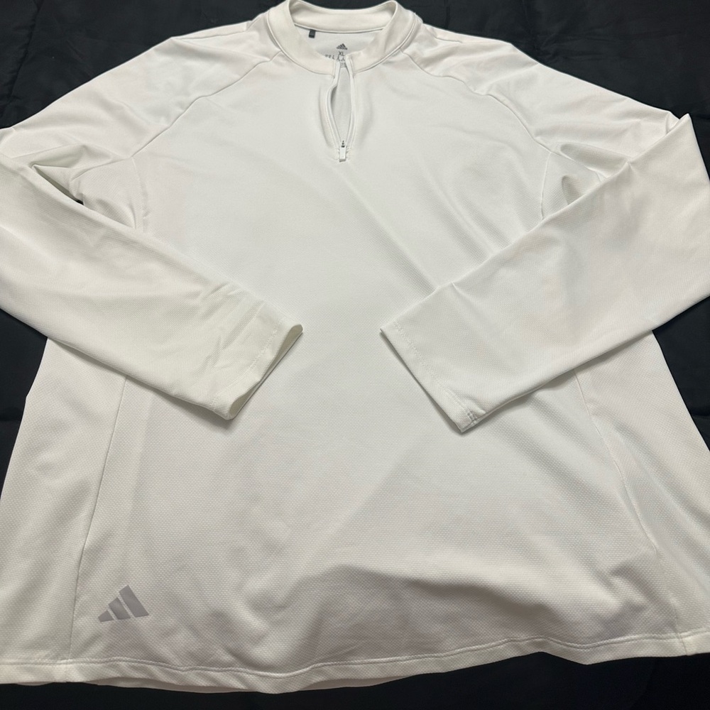 💜Adidas White Quarter-Zip Pullover💜